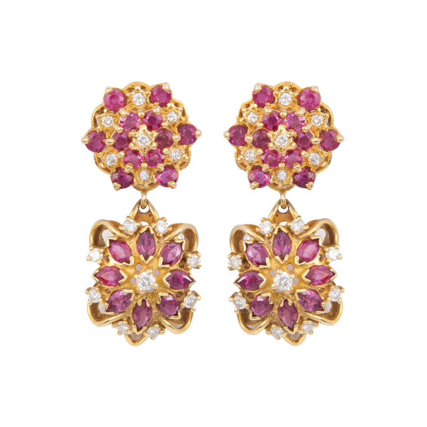 VENDIDO Aretes Largos Diseño Flor