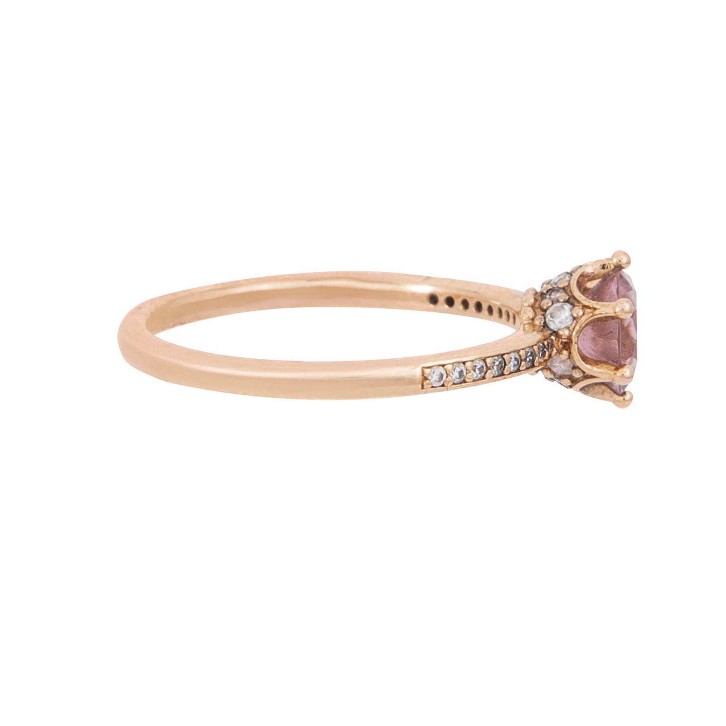 Anillo Corona Brillante Rosa Recubrimiento en Oro Rosa de 14k
