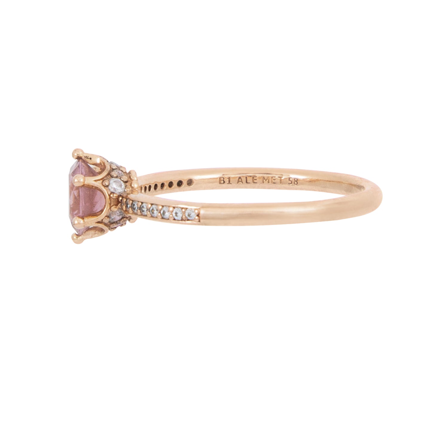 Anillo Corona Brillante Rosa Recubrimiento en Oro Rosa de 14k
