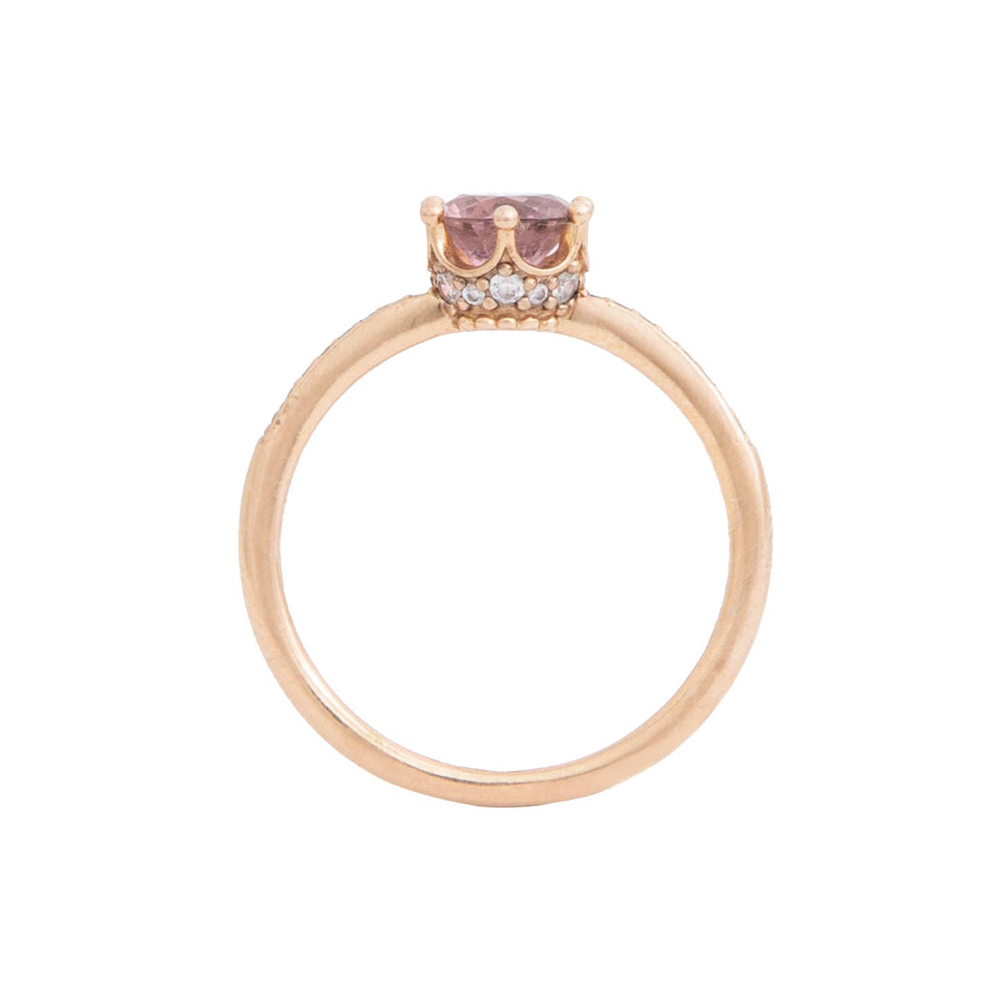 Anillo Corona Brillante Rosa Recubrimiento en Oro Rosa de 14k