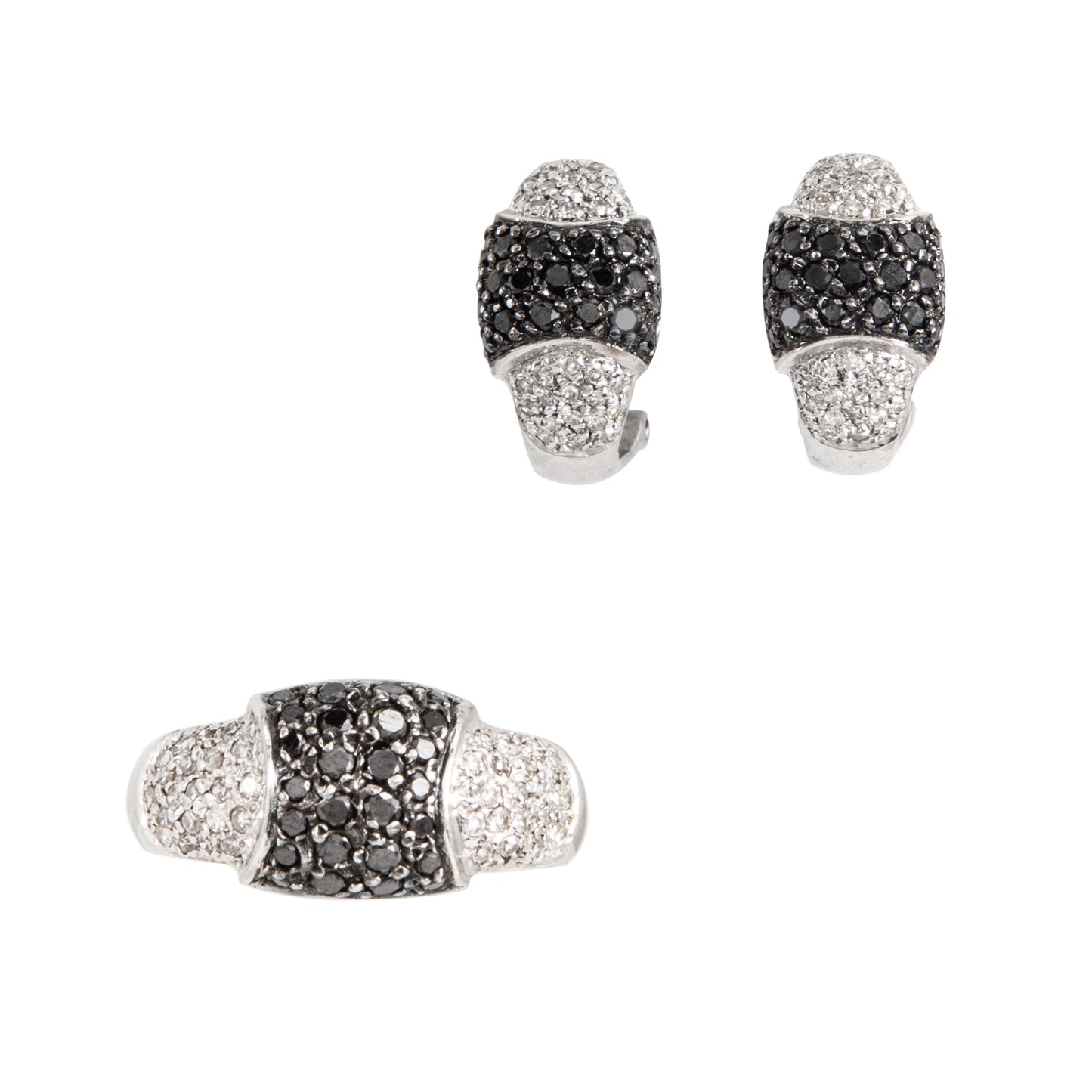 Juego de Aretes y Anillo Oro Blanco