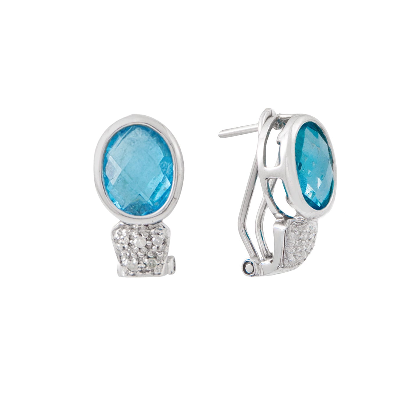 Juego de Anillo y Aretes Piedra Topacio Celeste