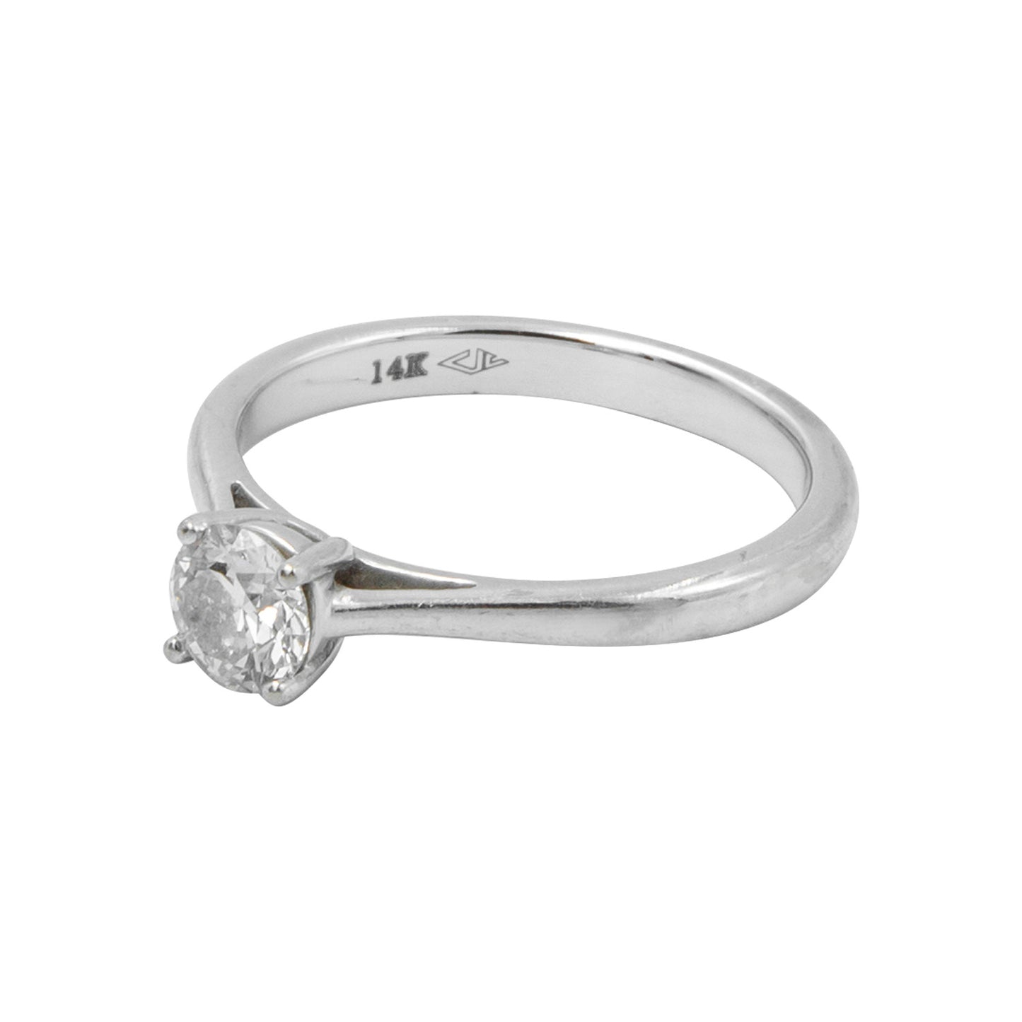 Anillo solitario en oro blanco de 14k