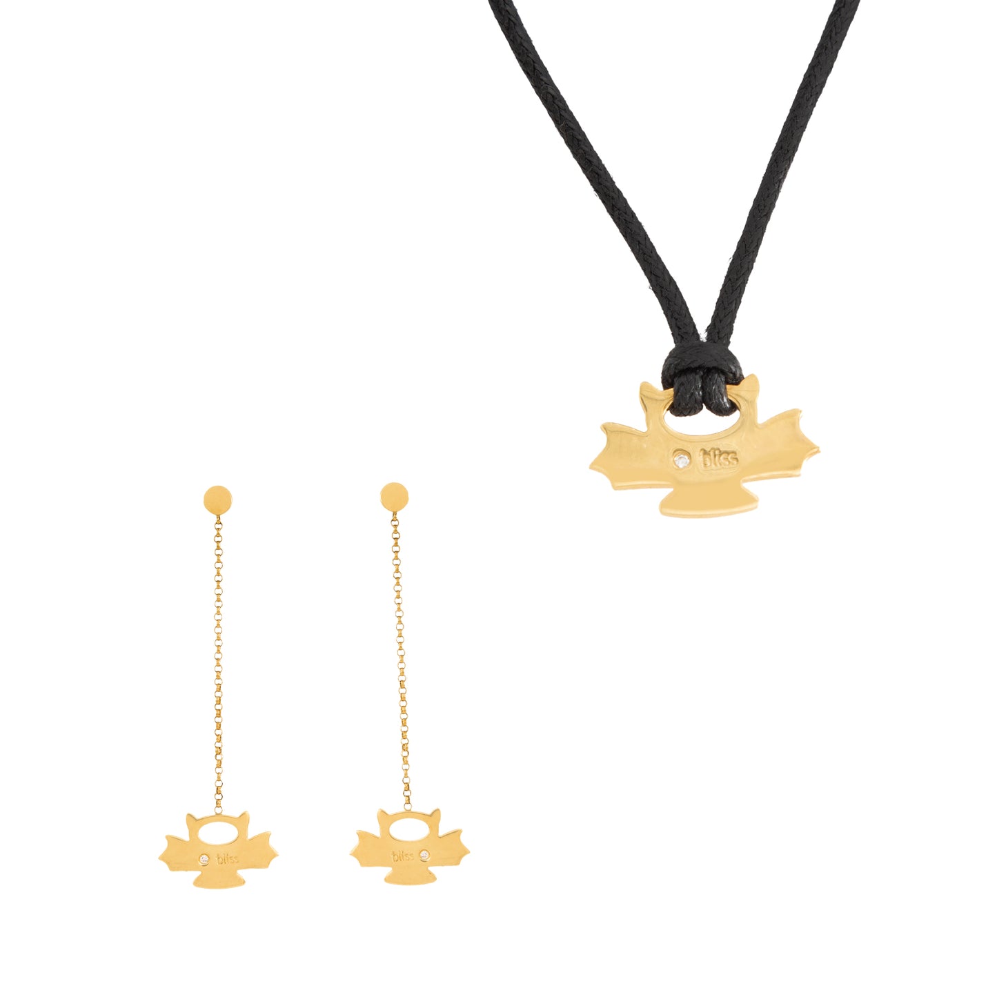 Juego de Aretes y Collar Diseño Murciélago