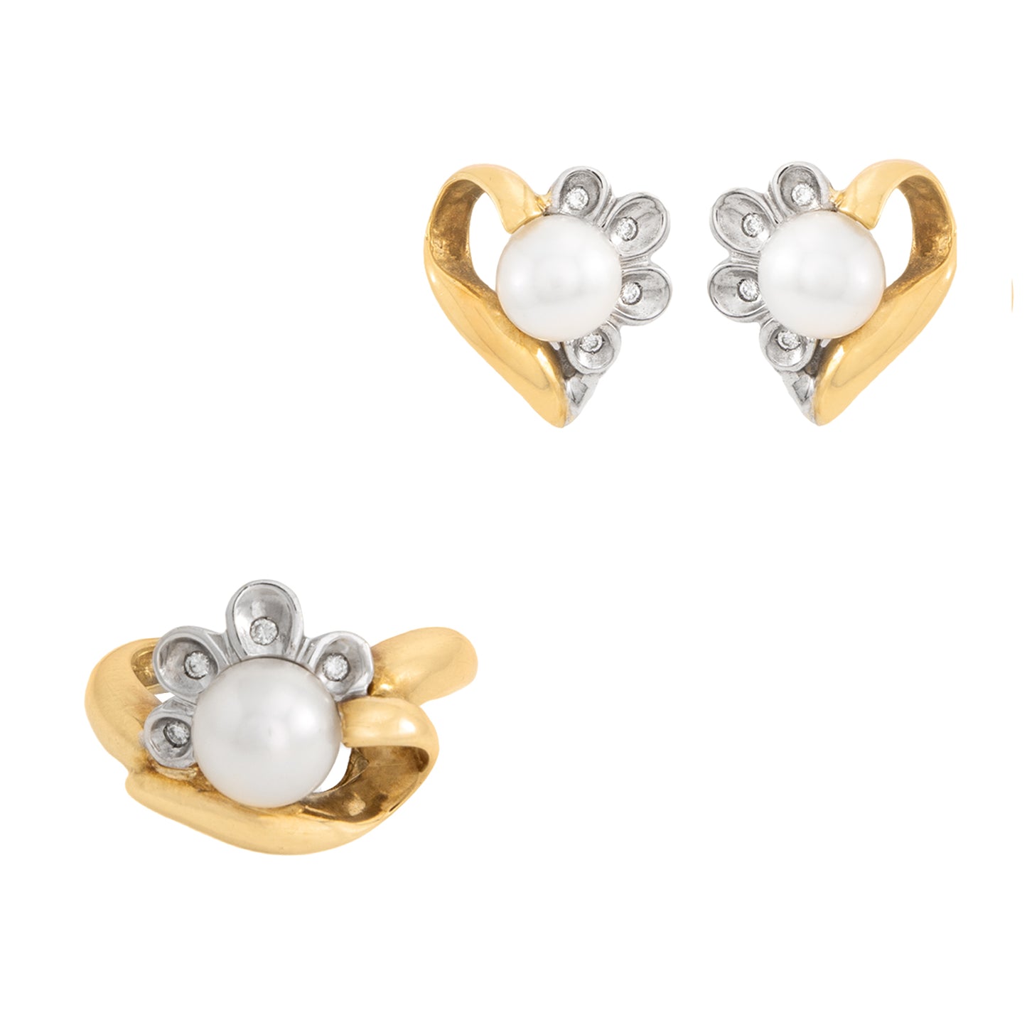 Juego de Aretes y Anillo Diseño Flor