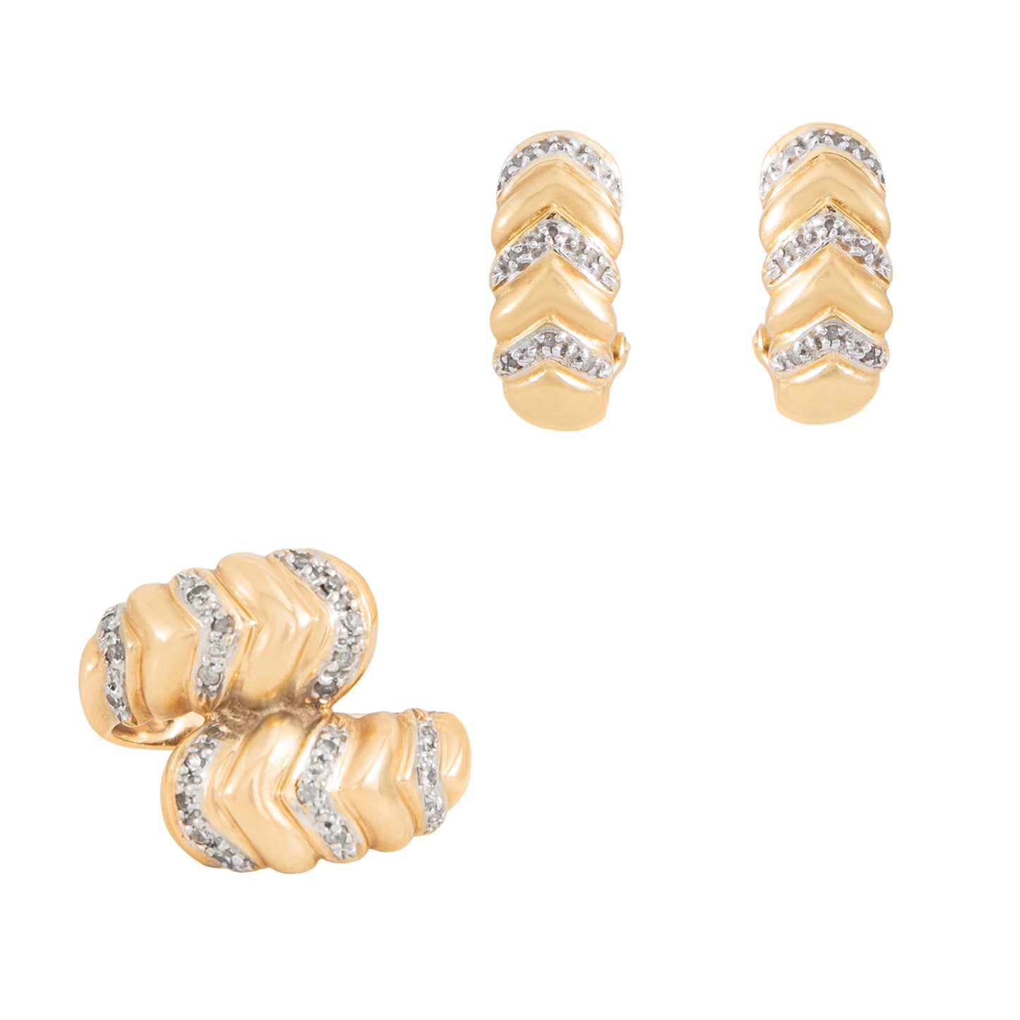 Juego de Aretes y Anillo 14k