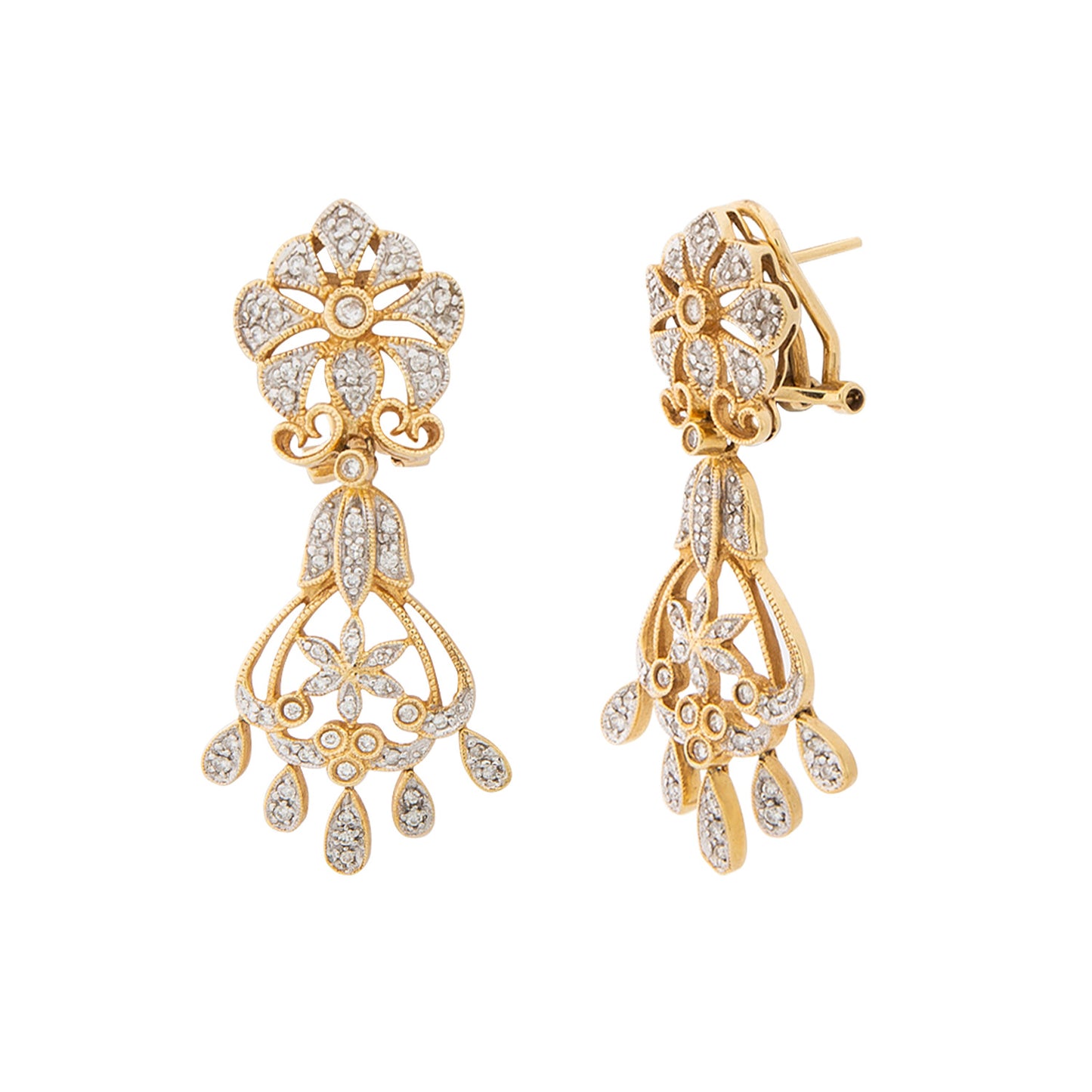 Aretes Largos Diseño Flores