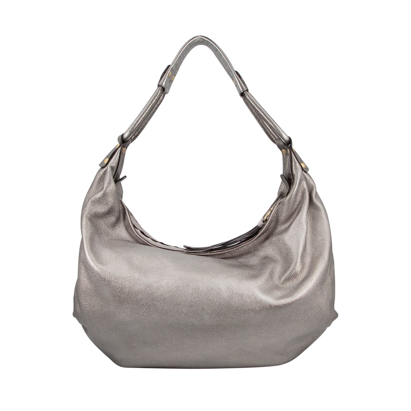 Bolso Hobo De Piel Con Borlas