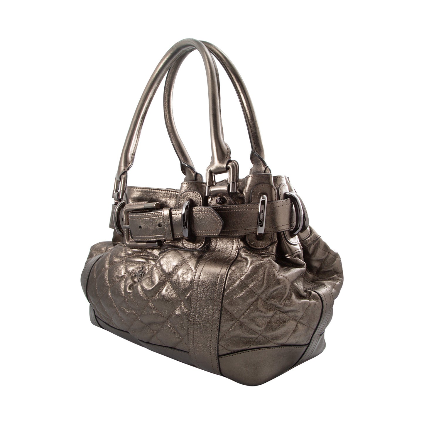 Bolso de Piel Con Acabado Metálico