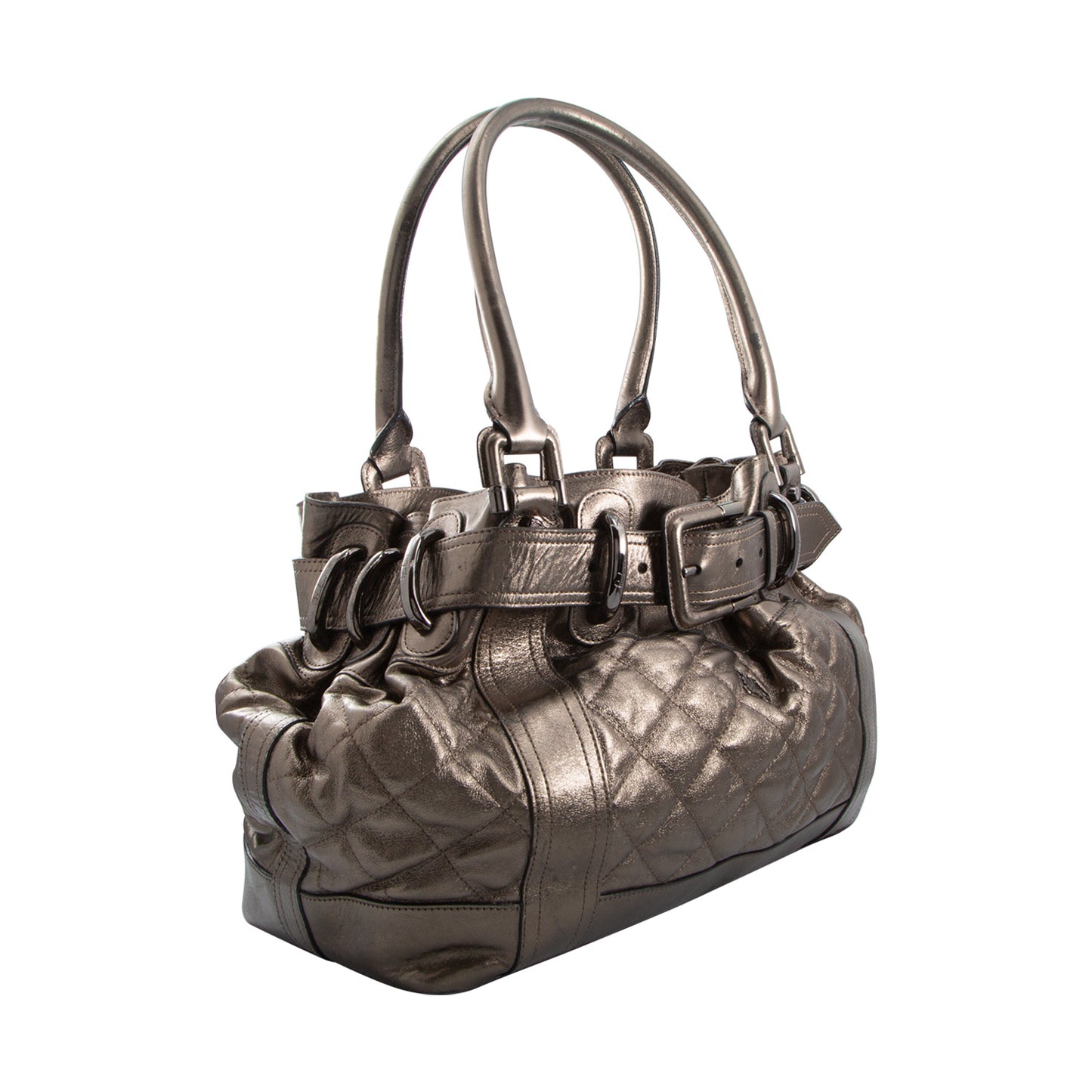 Bolso de Piel Con Acabado Metálico