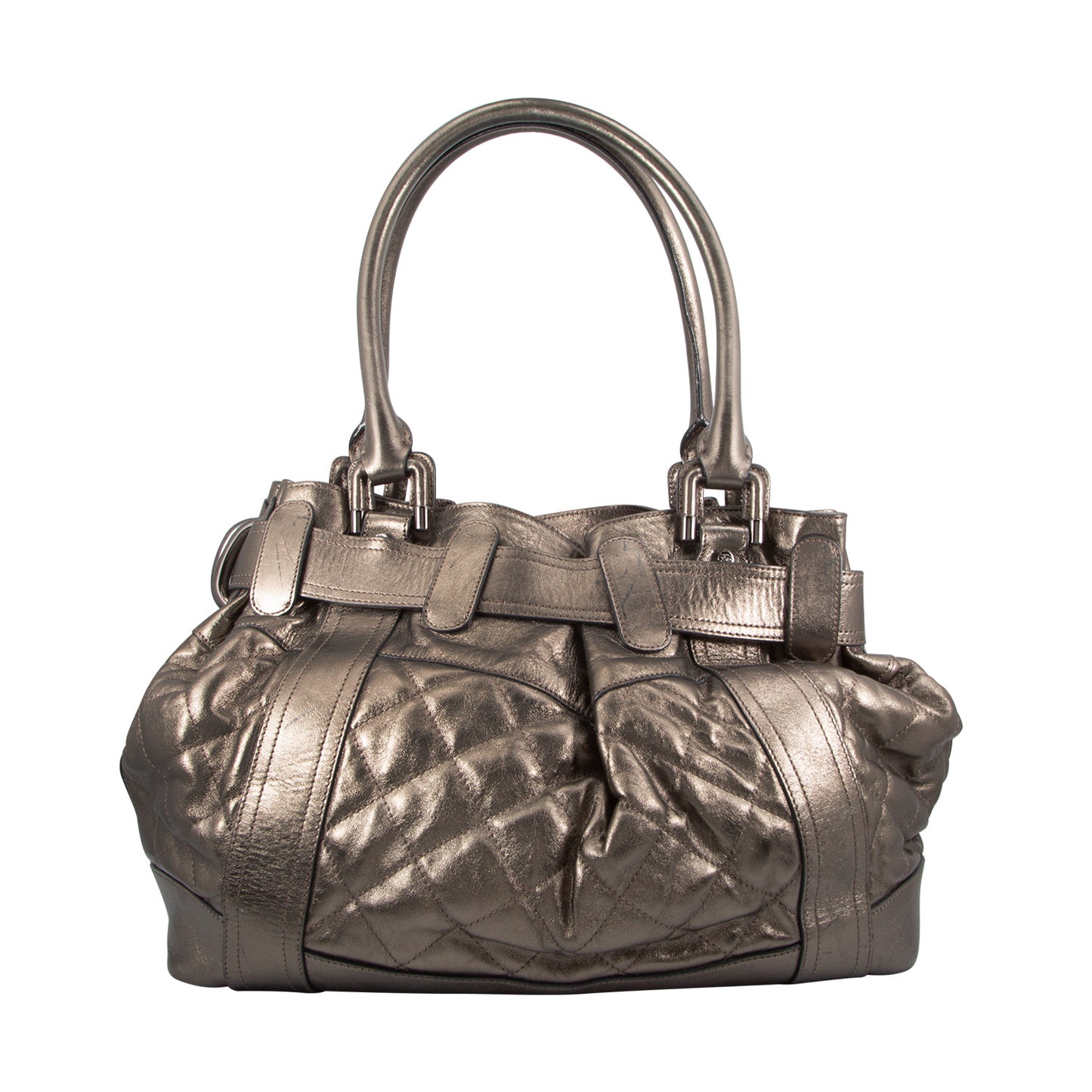 Bolso de Piel Con Acabado Metálico