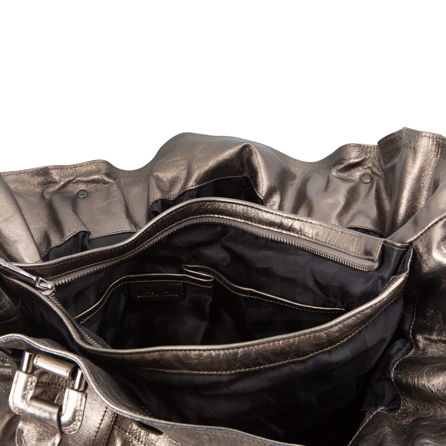 Bolso de Piel Con Acabado Metálico