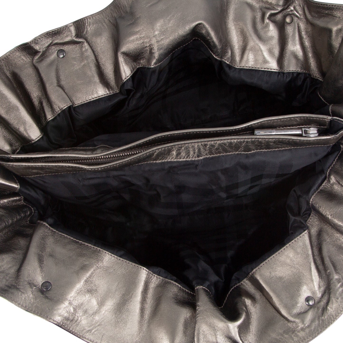 Bolso de Piel Con Acabado Metálico
