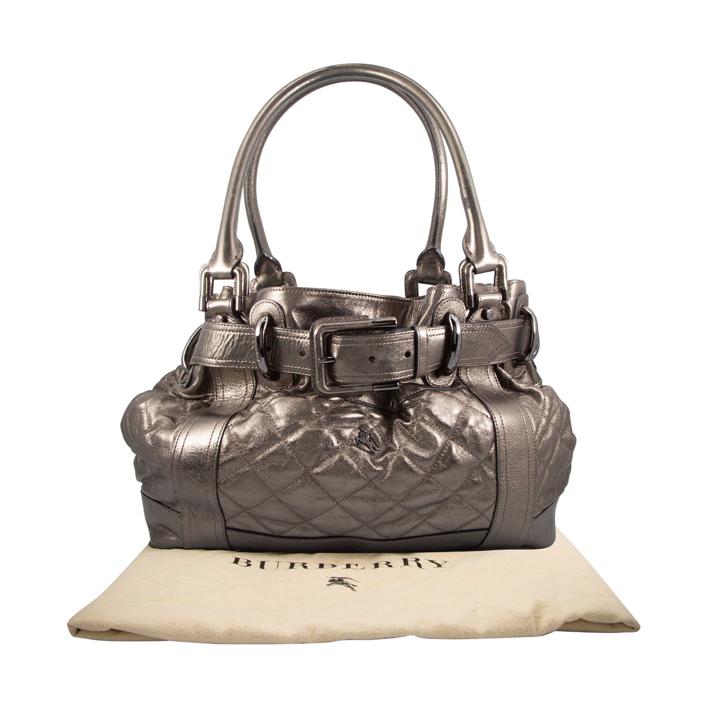 Bolso de Piel Con Acabado Metálico