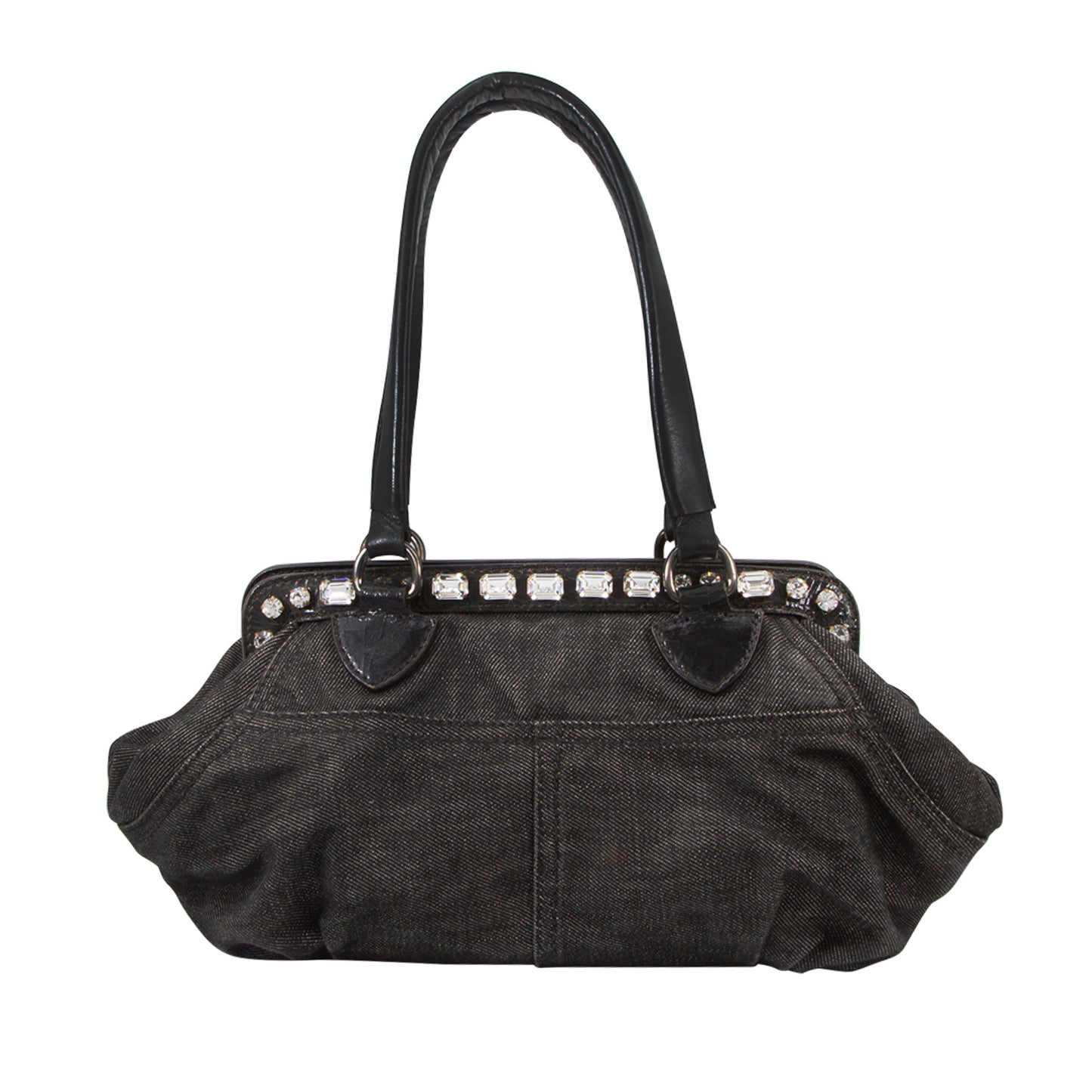 Bolso en Denim Negro con Apliques de Cristal