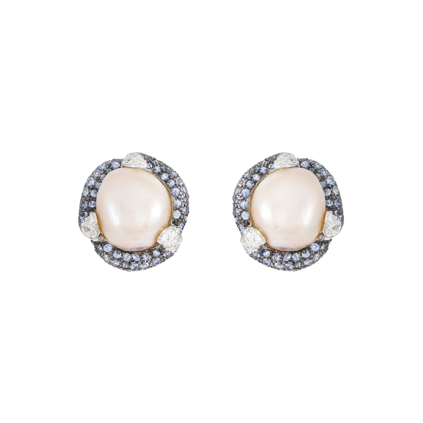 Aretes Con Madre Perla y Zafiros
