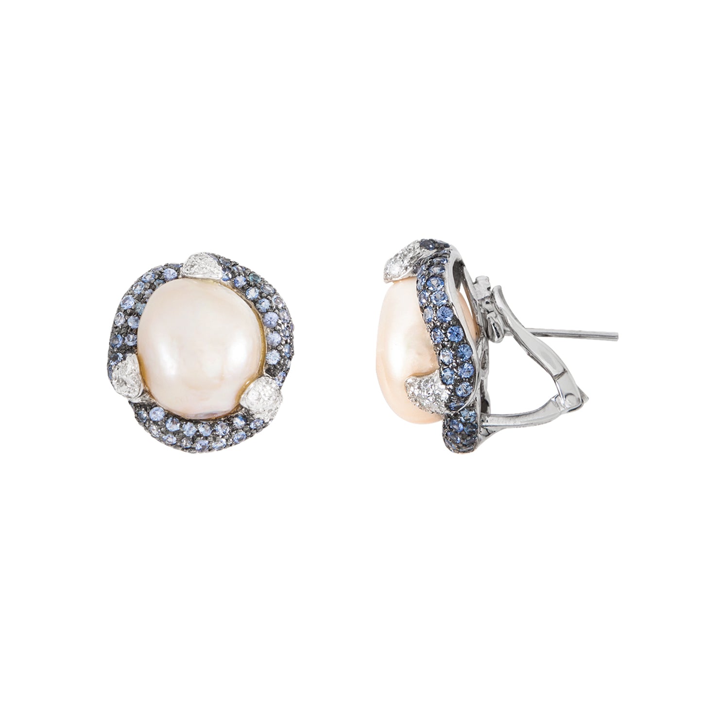 Aretes Con Madre Perla y Zafiros