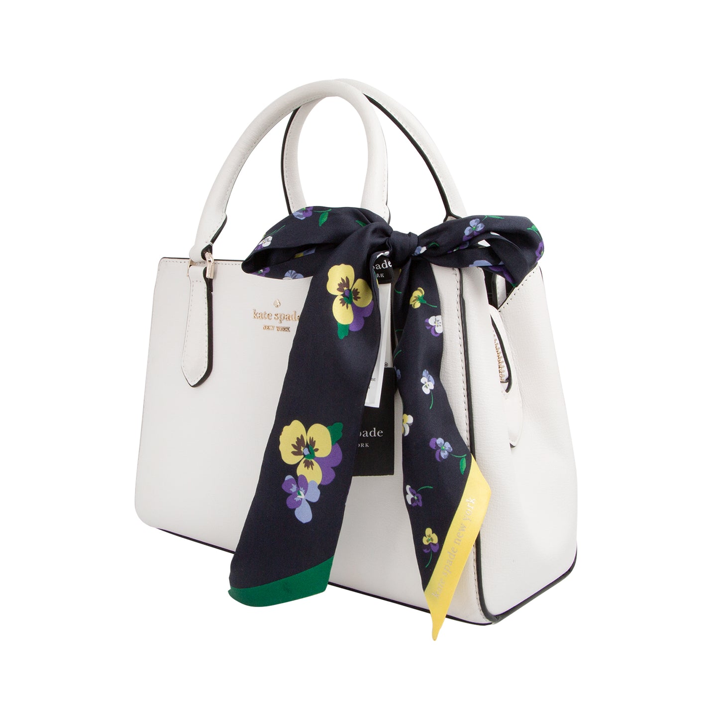 Bolso Satchel Blanco con Pañuelo Floral