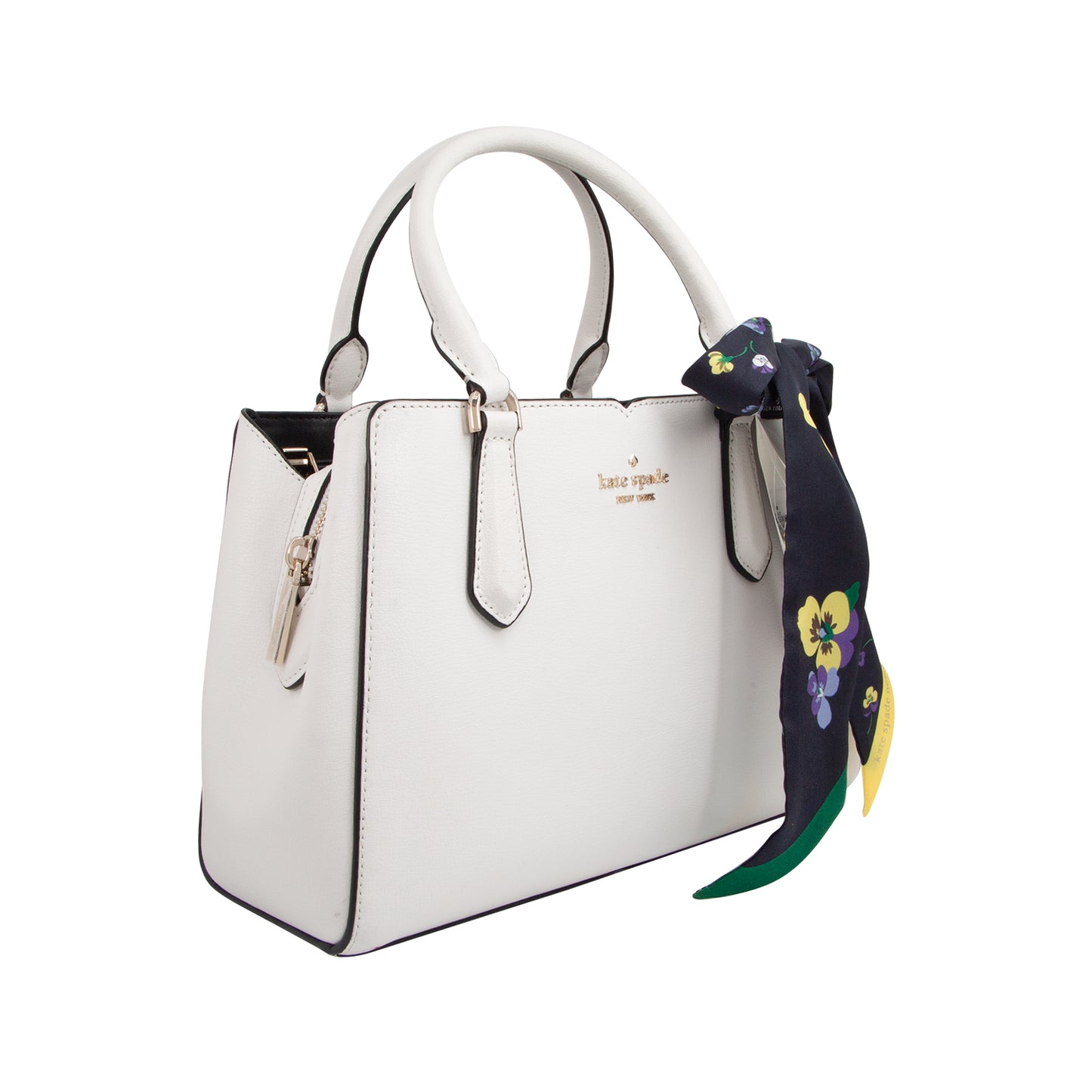 Bolso Satchel Blanco con Pañuelo Floral