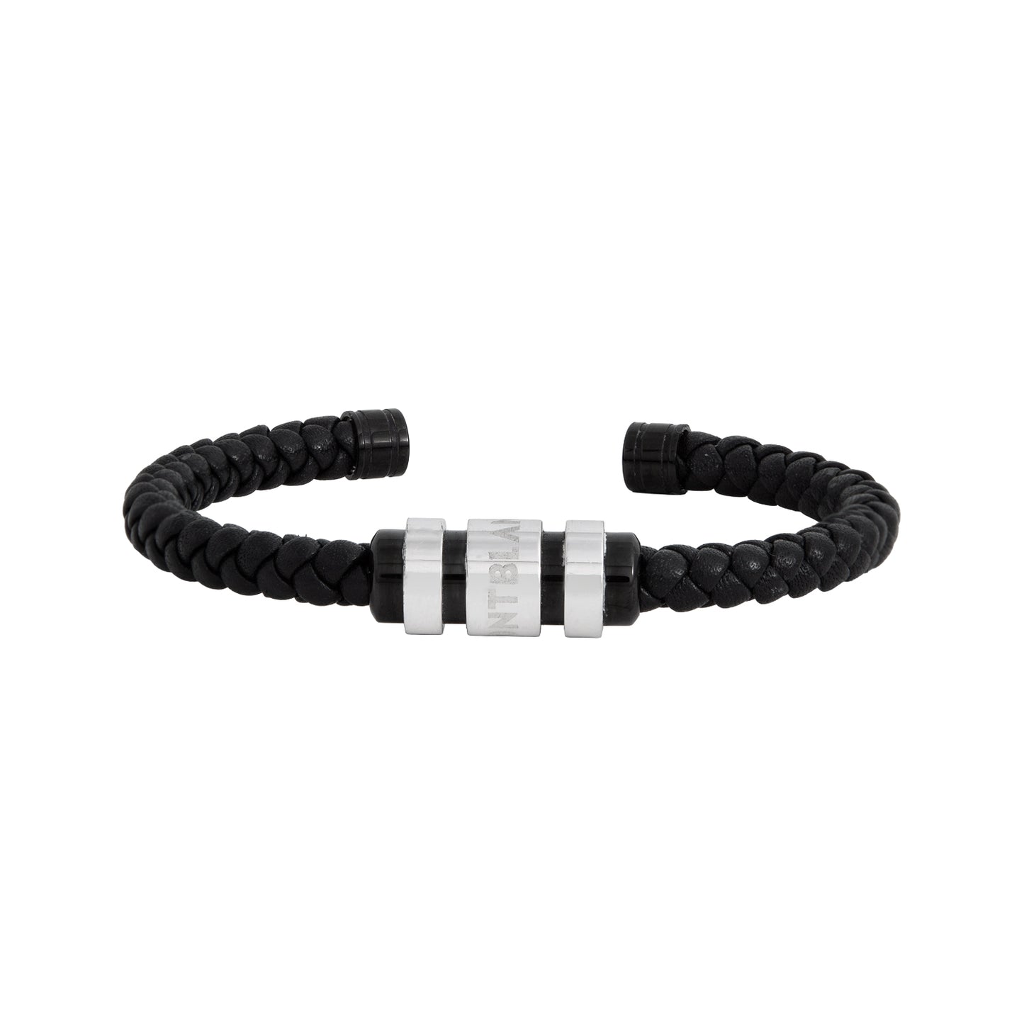Brazalete Abierto Trenzado En Piel
