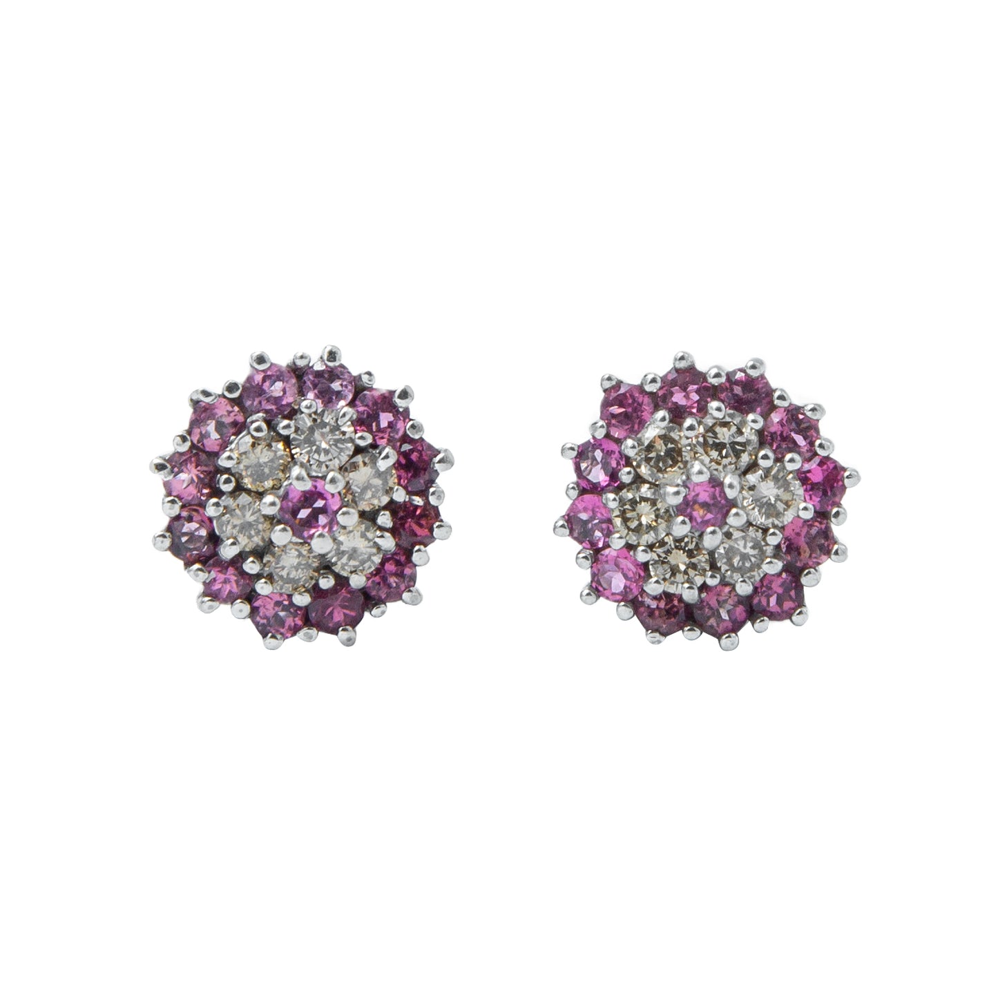 VENDIDO Aretes Diseño Flor Con Piedras Rosas