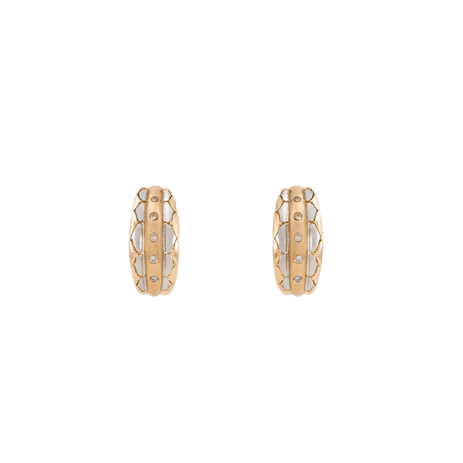 Juego de Aretes y Anillo en Oro Dos Tonos de 14k
