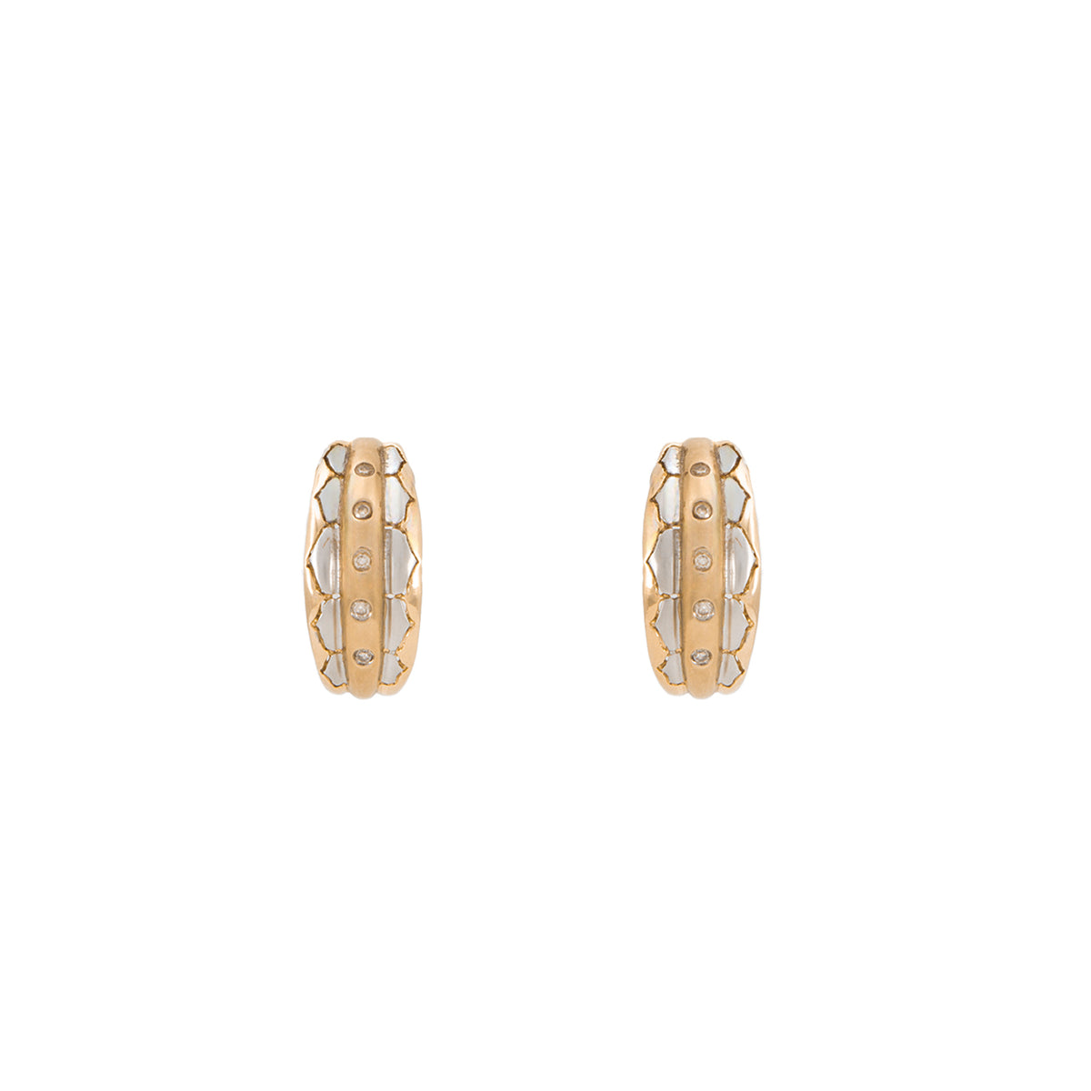 Juego de Aretes y Anillo en Oro Dos Tonos de 14k