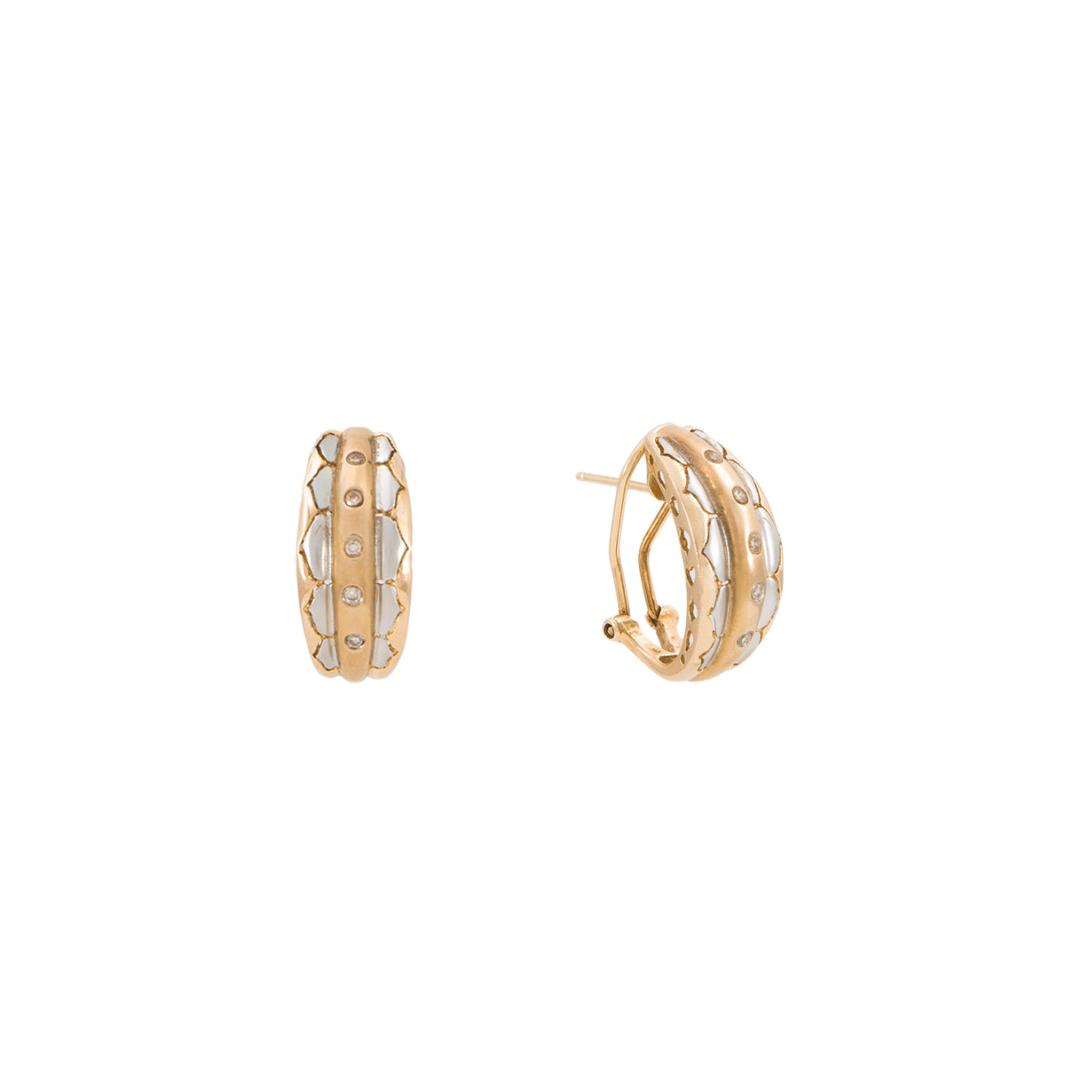 Juego de Aretes y Anillo en Oro Dos Tonos de 14k