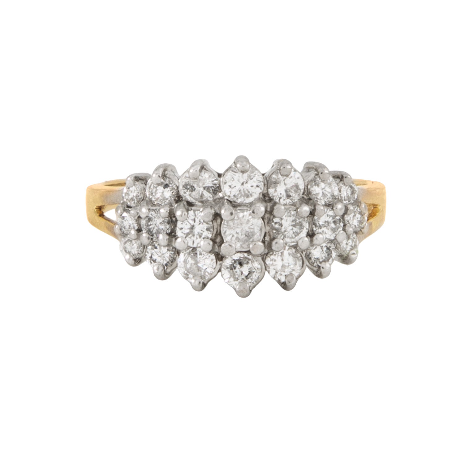 Anillo Racimo en Oro de Dos Tonos 14K
