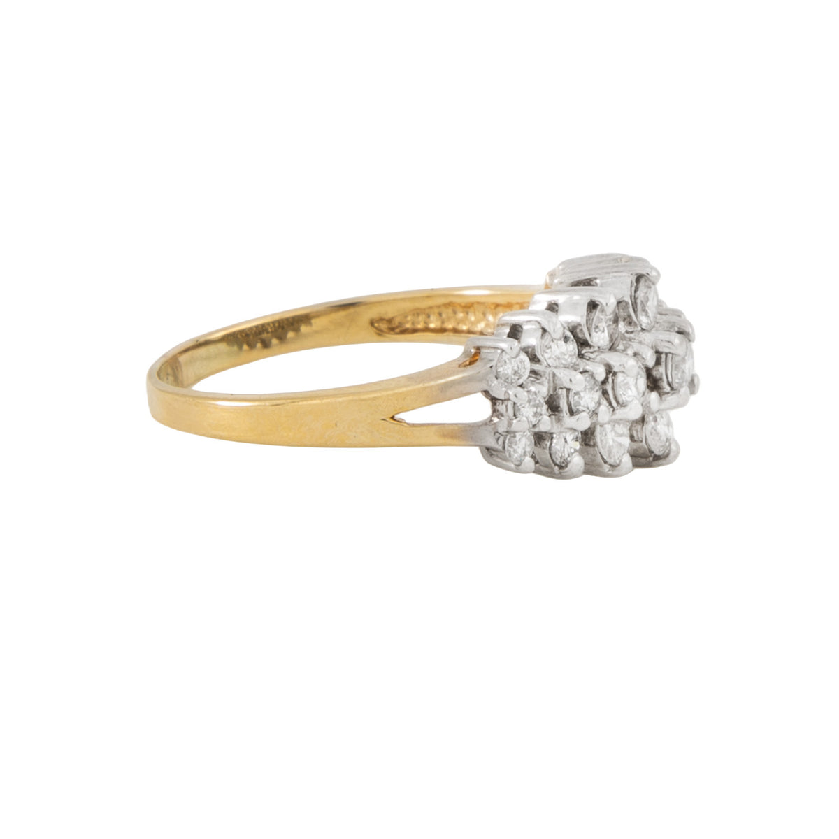 Anillo Racimo en Oro de Dos Tonos 14K