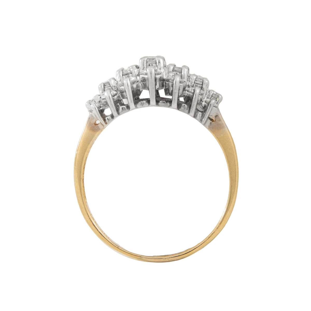Anillo Racimo en Oro de Dos Tonos 14K