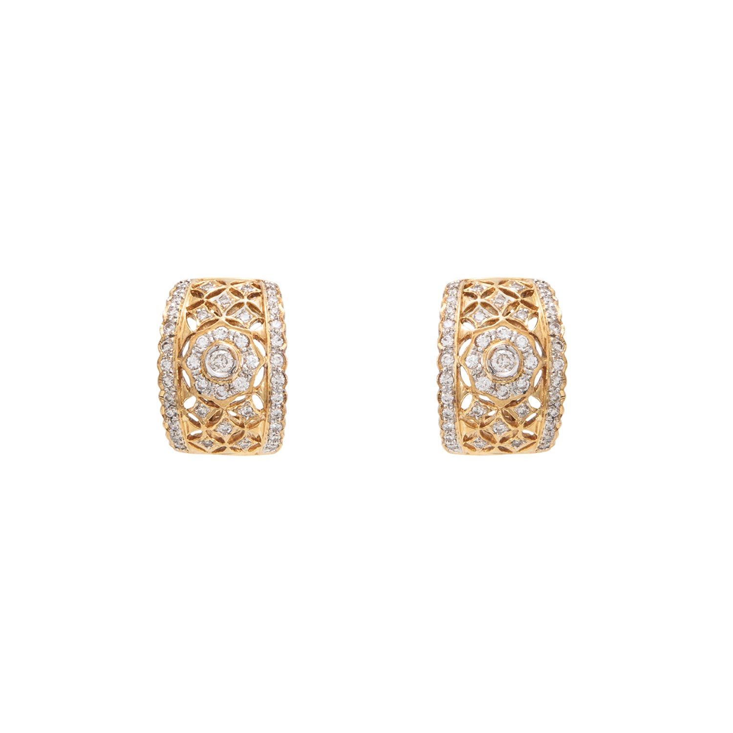 Arracada Ancha con Diamantes 18K