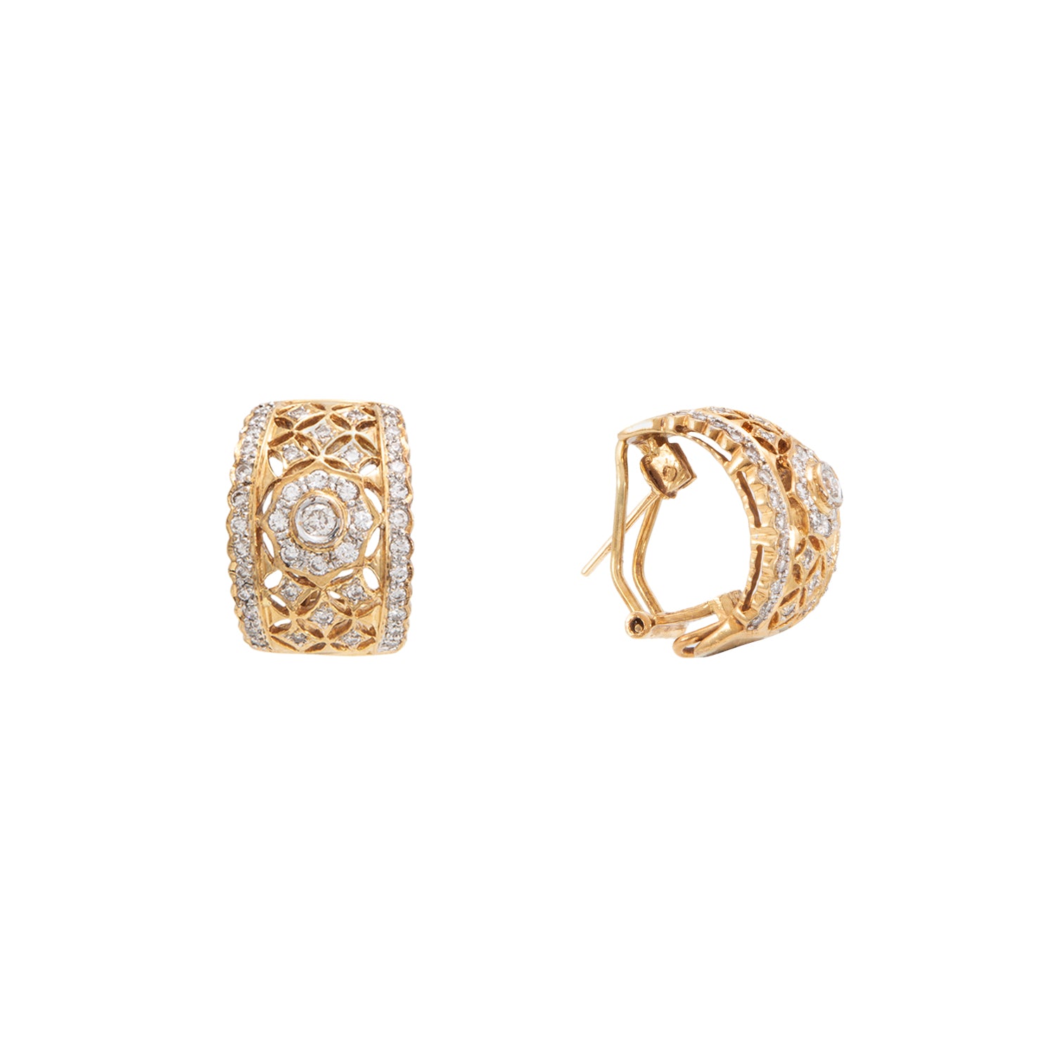 Arracada Ancha con Diamantes 18K