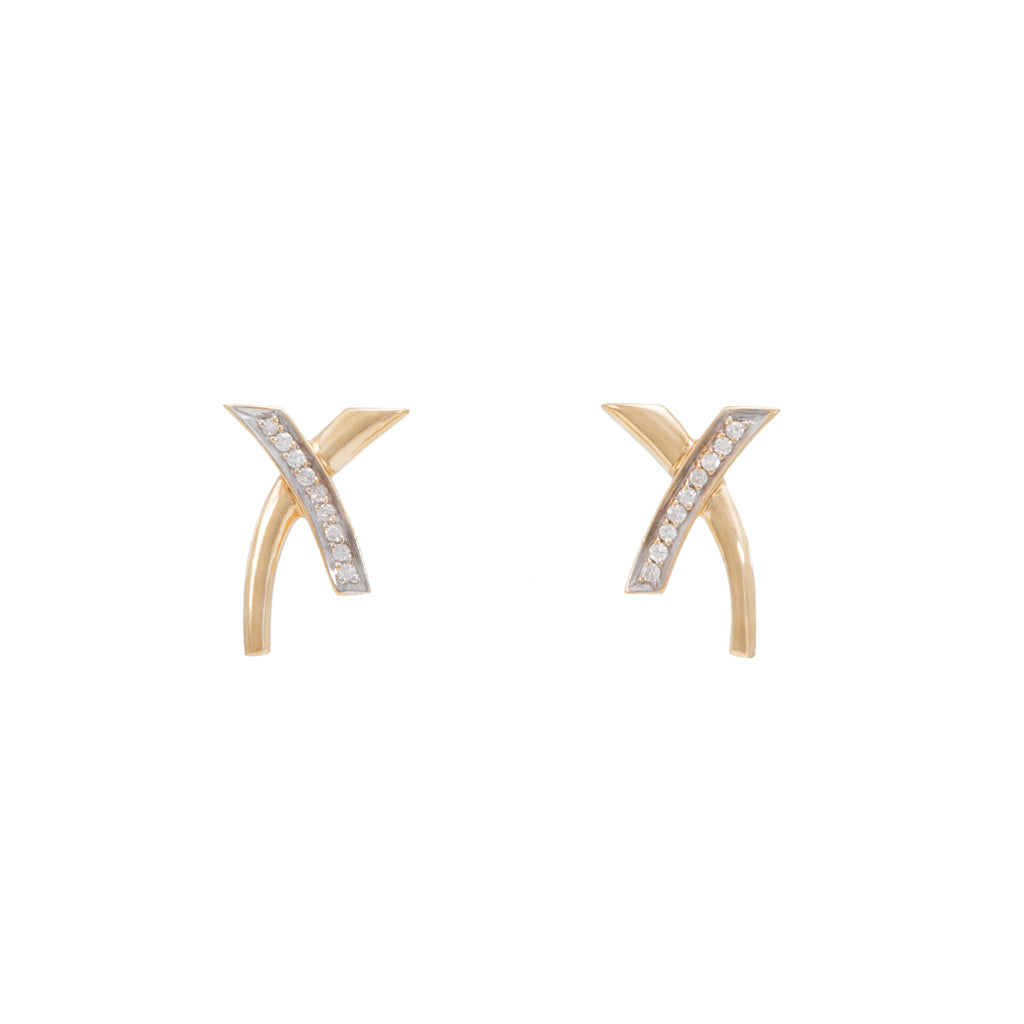 Aretes Diseño "X" 14K