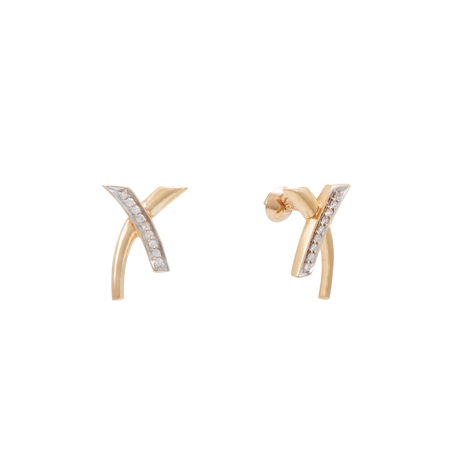 Aretes Diseño "X" 14K