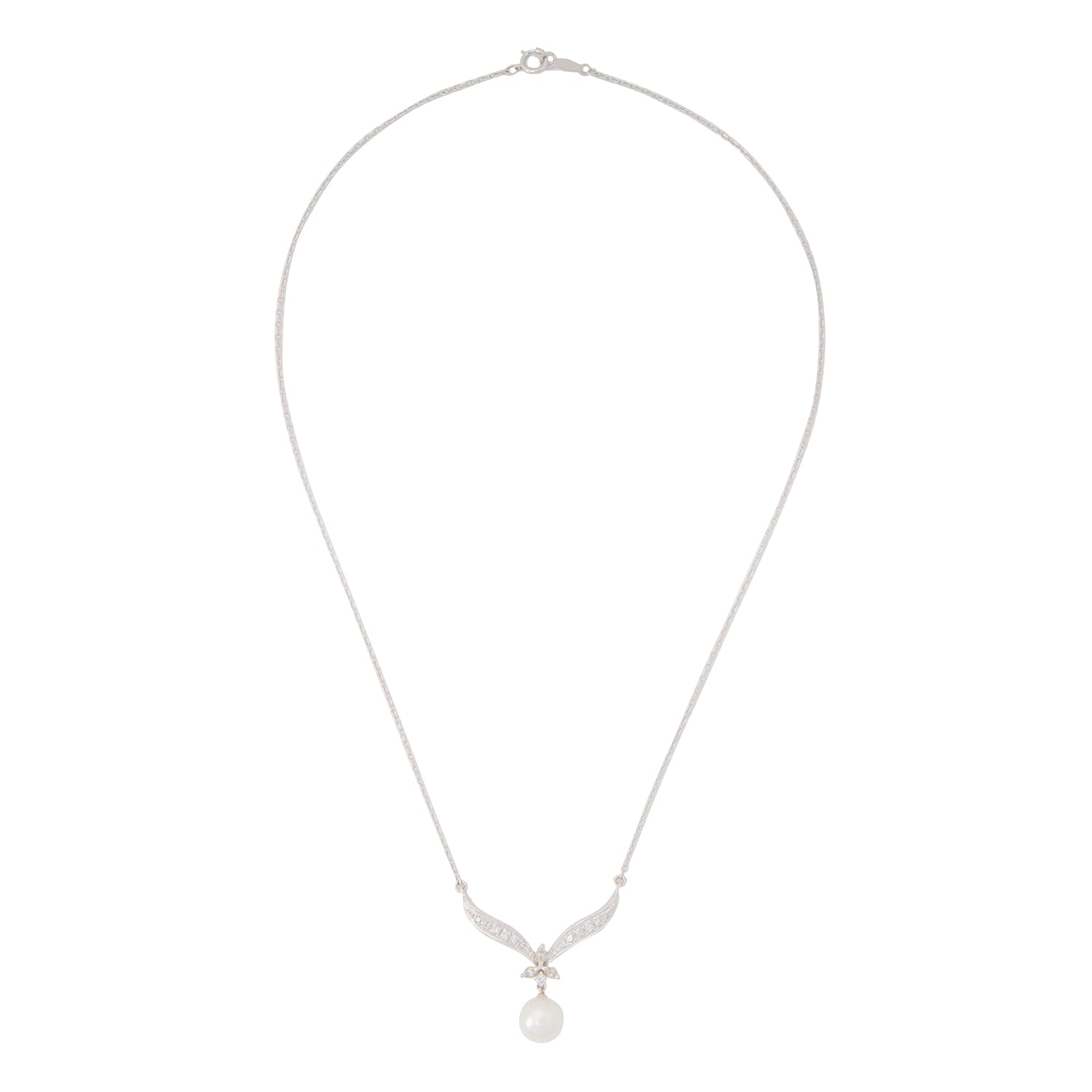 Gargantilla en Oro Blanco de 14K con Diamantes