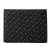 Cartera en Piel y Lona Grabada Color Negro / Gris