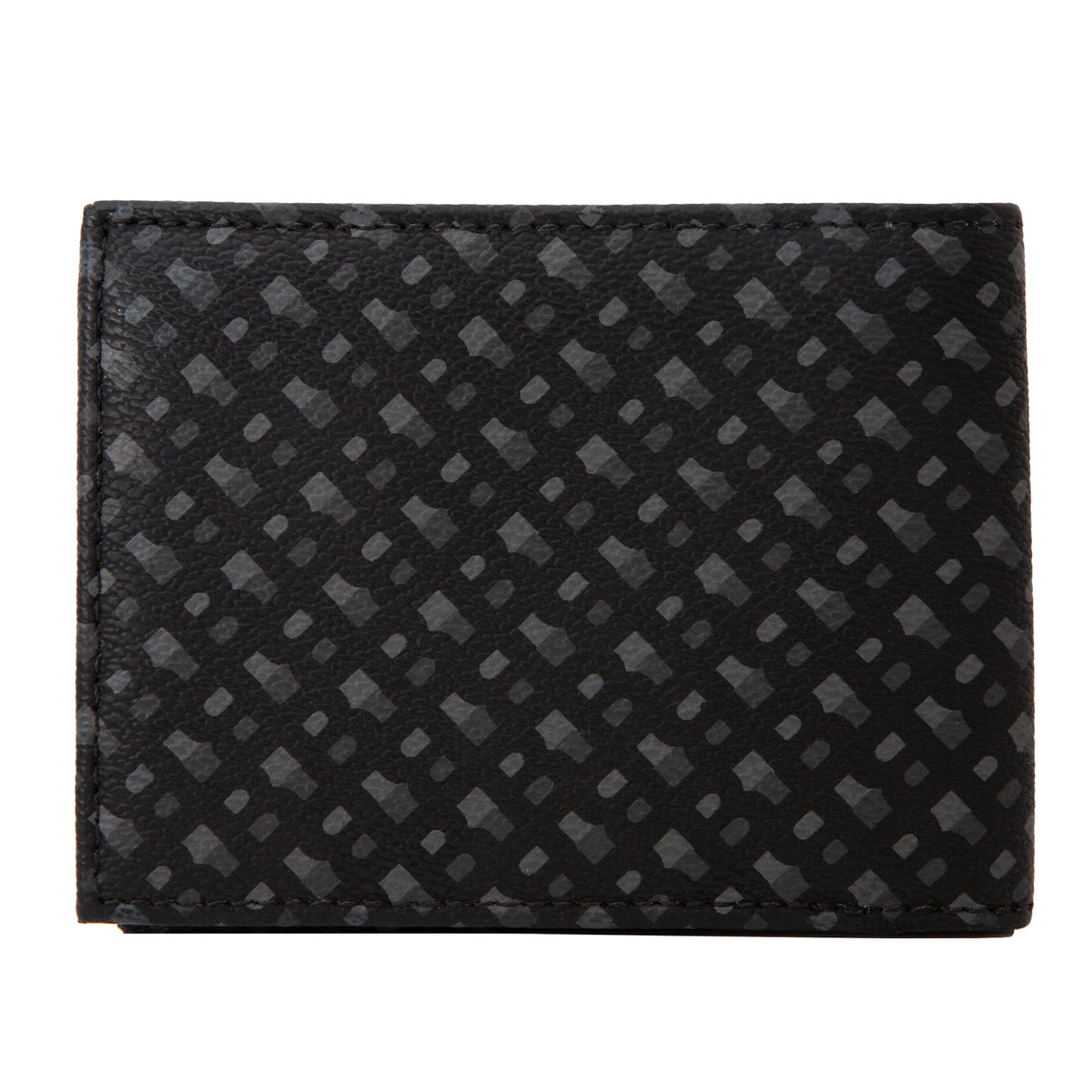 Cartera en Piel y Lona Grabada Color Negro / Gris
