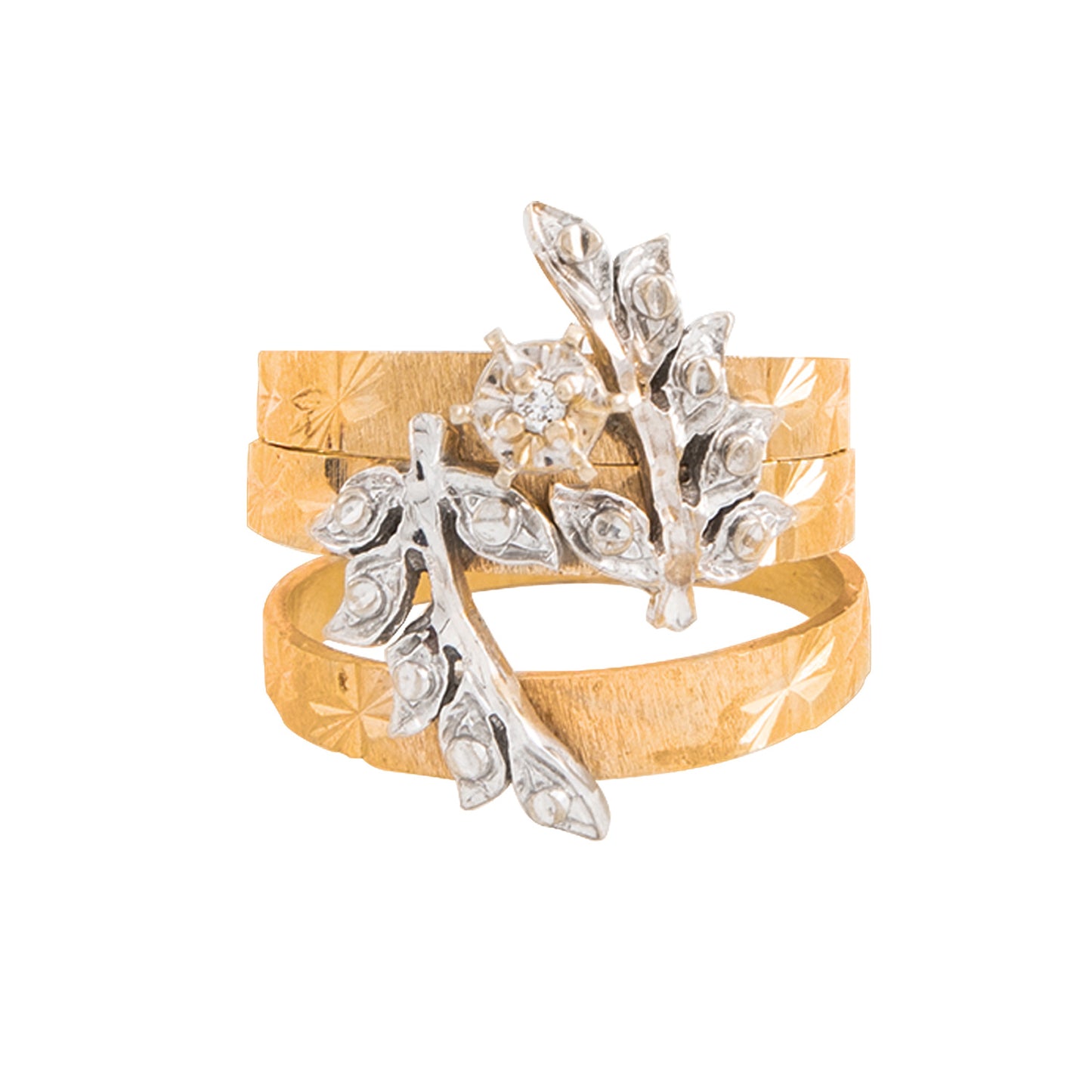 Anillo Tipo Alianza Diseño Hojas