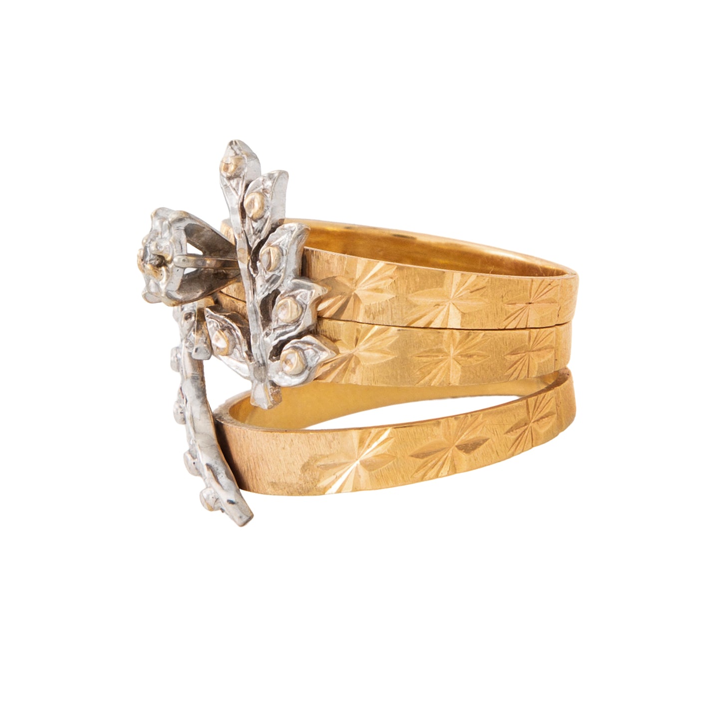 Anillo Tipo Alianza Diseño Hojas