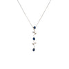 Juego de Aretes y Gargantilla en Oro Blanco de 14k con Diamantes y Zafiros