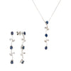 Juego de Aretes y Gargantilla en Oro Blanco de 14k con Diamantes y Zafiros