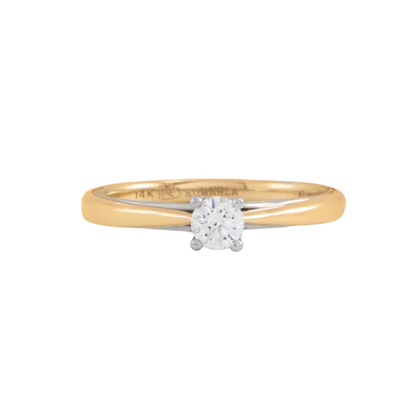 Anillo Solitario Oro Combinado 14k