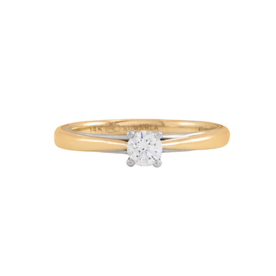 Anillo Solitario Oro Combinado 14k