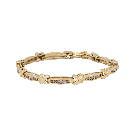 Pulsera de Eslabones X y Diamantes