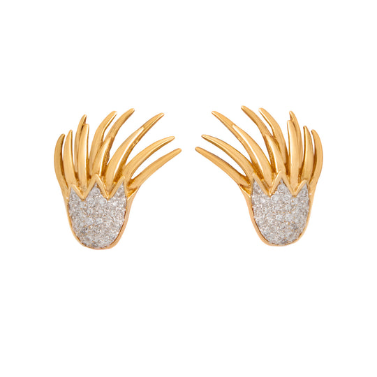 Aretes Diseño Flama 14k