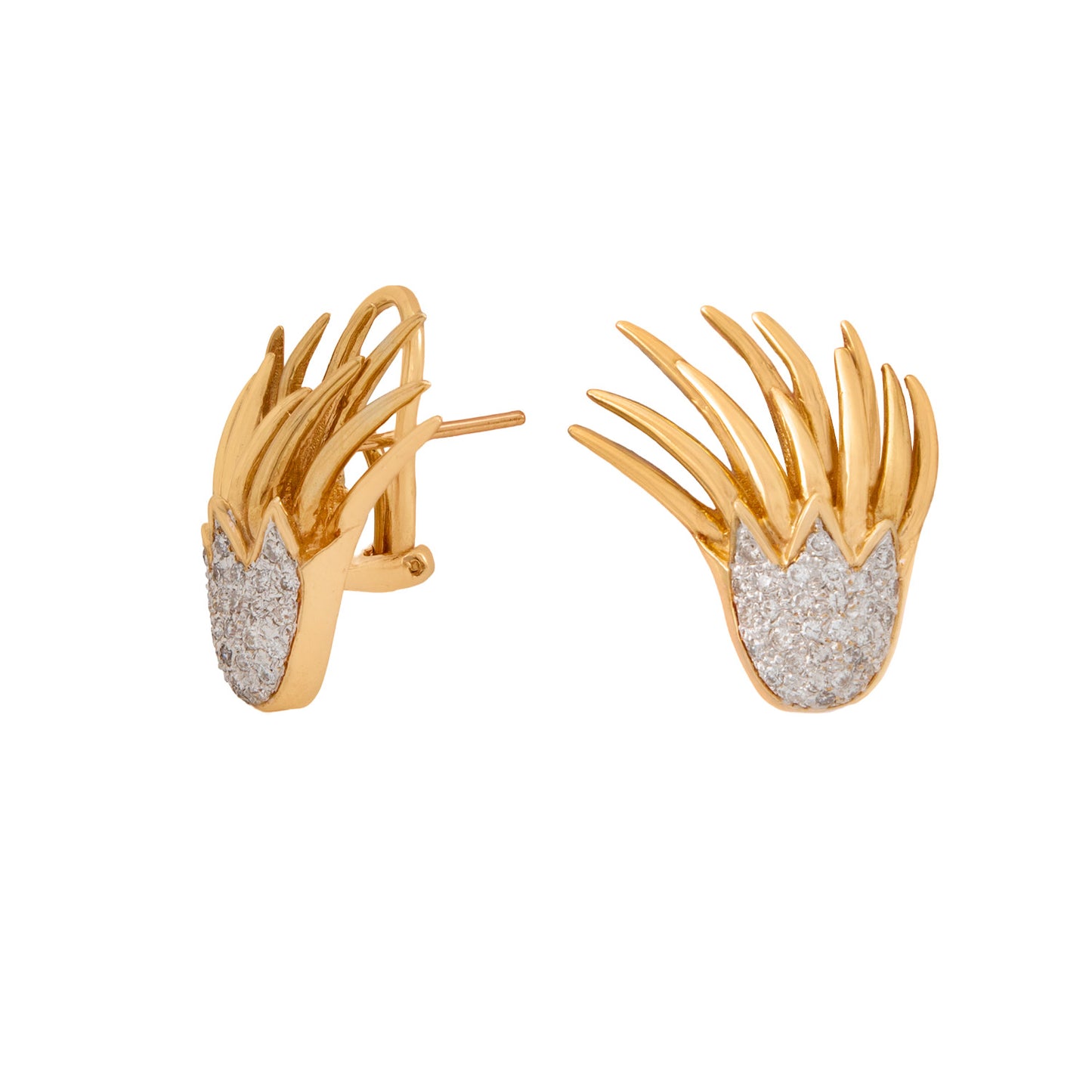 Aretes Diseño Flama 14k