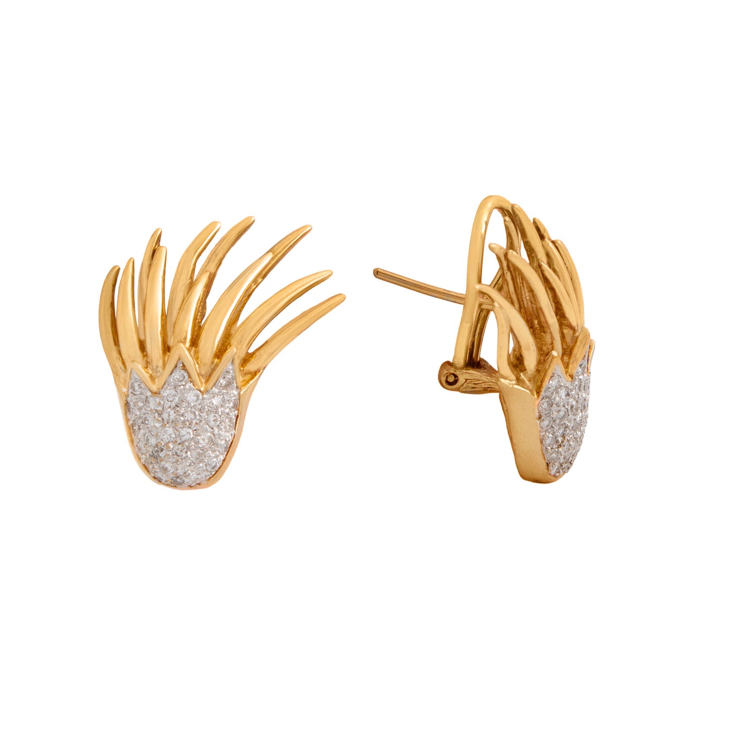 Aretes Diseño Flama 14k