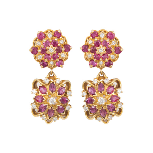 VENDIDO Aretes Largos Diseño Flor