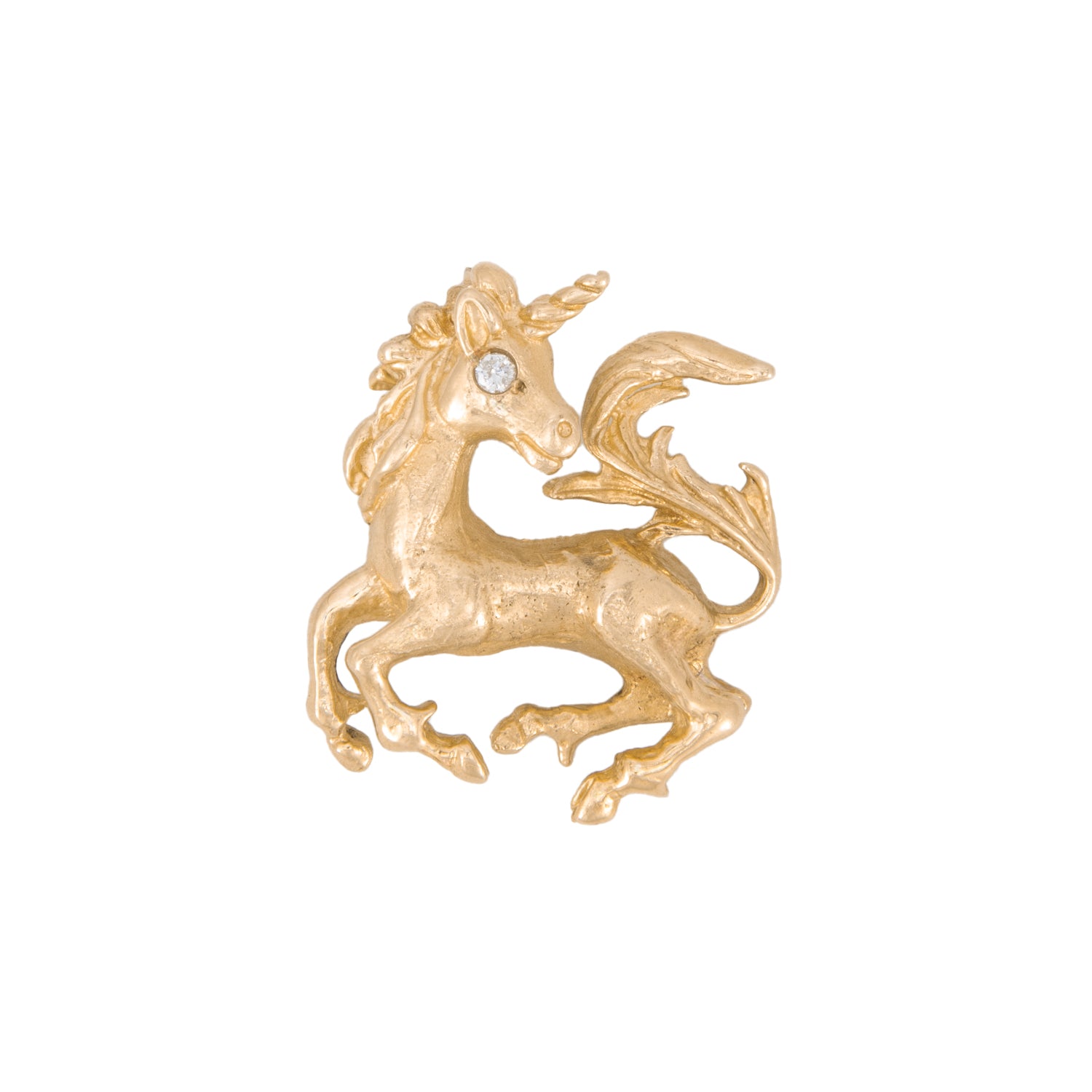 Dije Motivo Unicornio en Oro Amarillo de 14k con Diamante
